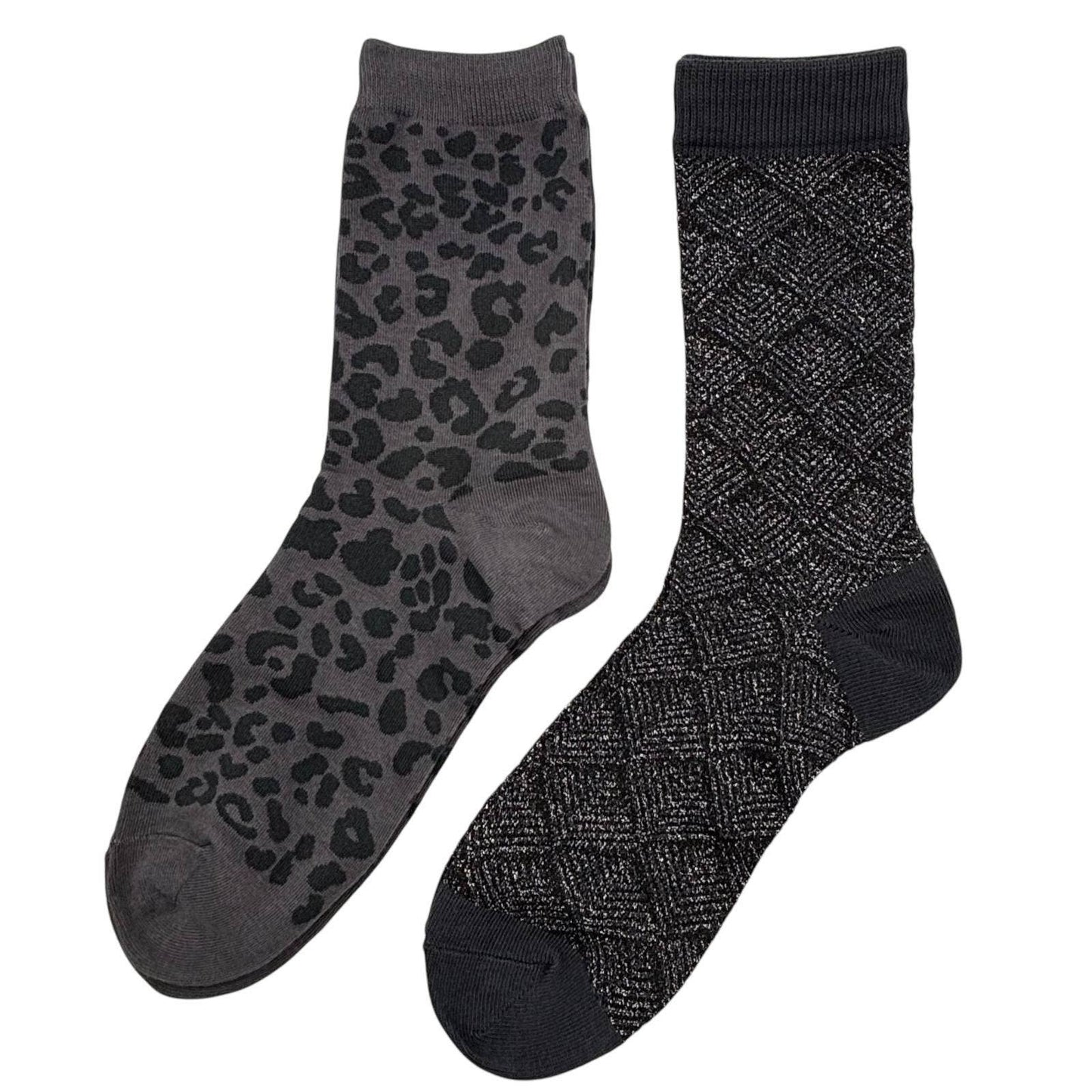 Charcoal Leopard & Paris Sock Box Duo with Linear Eye Brooch